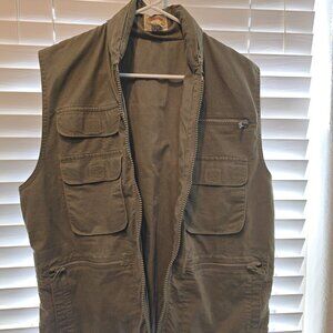 Vintage Banana Republic Olive Utility Vest Multi Pocket Zip Front Size M